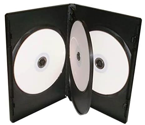 RIVER 4-Way Black DVD Case with Swing Tray – Holds Up to 4 Discs, Slim 14mm Profile, Durable Polypropylene, Customizable Cover Sleeve for DVD/CD Storage (1)