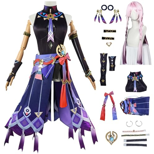 AYIMEIS Genshin Impact Citlali Cosplay Kostüm Set mit Perücke Genshin Cosplay Verkleidung Citlali Cosplay Uniform Weihnachtstag Halloween Karneval Party Bühnenauftritt Kostüm Erwachsene