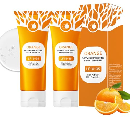 2 Stück Enzympeeling Gesicht - Orange Enzymes Exfoliating Gel, Natürliches Enzym Peeling Gel genge Tiefenreinigung und Feuchtigkeitspflege für Gesichts & Körperpeeling