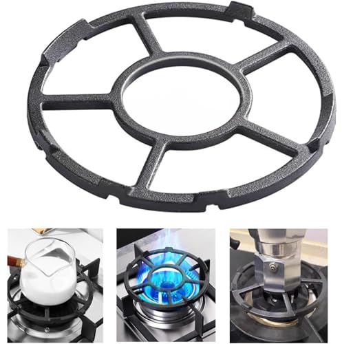 Cast Iron Wok Support Ring Stovetop Stand, Universal Gas Hob Metal Trivets Support Ring, Non-Slip Reducer Ring Holder,Heavy Duty Cast Iron Trivet for Mocha Expresso Pot Coffee Pot(SIZE:7in)
