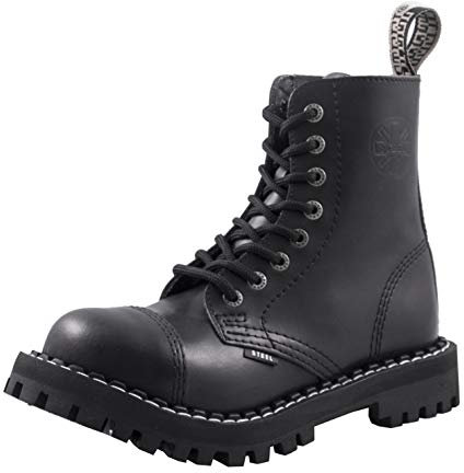 Steels 8 Loch Boots Schwarz, Grösse 38