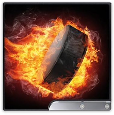DeinDesign Skin kompatibel mit Sony Playstation 3 Slim CECH-2000-3000 Folie Sticker Eishockey Feuer