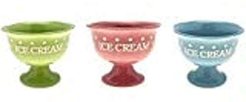 BARGAINS-GALORE Ceramic Ice Cream Cone Bowl - Dessert Sundae Dish Set | Bowls, Cups & Dishes for Ice Cream, Desserts, Fruit, Appetizers | Cocktails, Serving Bowl | Assorted Colours
