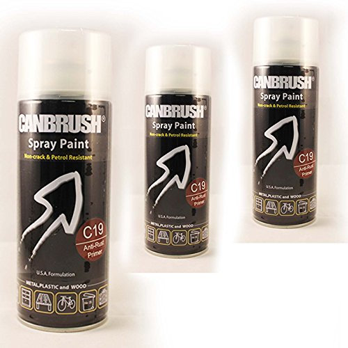 3 x CANBRUSH Anti-Rust Primer C19 Spray Paint For Metal Plastic & Wood 400ML