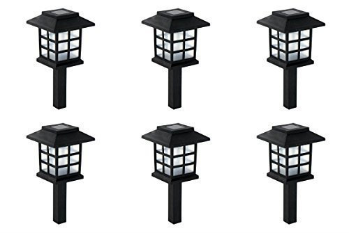 Garden Mile 6pc Lantern Solar Stake Lights Bright White Driveway and Pathway Lighting Solar Garden Lights Outdoor Waterproof Stake Light Set Outdoor Decorations for Flowerbeds and Planters