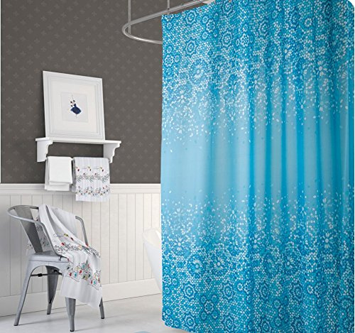 KS Handel 24 Textil Duschvorhang 240x180 cm (blau Weiss Mosaik)