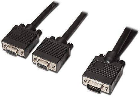AISENS A113-0081 - Cavo Splitter SVGA (HDB15/M-2xHDB15/H, 45 cm per duplicazione del Segnale), Colore: Nero