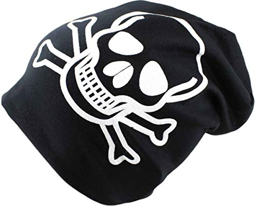 Sonia Originelli Beanie Mütze Kind Totenkopf Kindermütze Halloween Farbe Schwarz