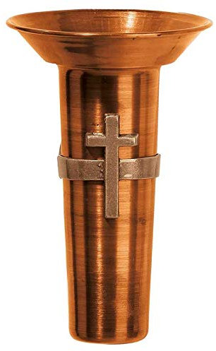 Amazingrave - Vaso portafiori per cimitero 12x7,5cm - In bronzo, con interno in rame - Da parete 1179-R13