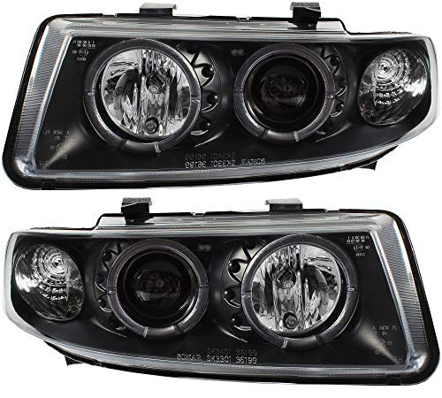 Scheinwerfer Set für Toledo Typ 1M Bj. 99-04 klar/schwarz Angel Eyes H1+H1