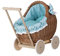e-wicker24 Puppenwagen aus Weidengeflecht, Geschenk für Kinder, Minzgrün