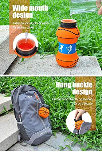 Genérico Botella Agua Silicona Diseño Basket - Niños, Niñas y Adultos- Plegable - Libre de BPA - Muy Resistente - Agua Limpia y Pura - 550ml