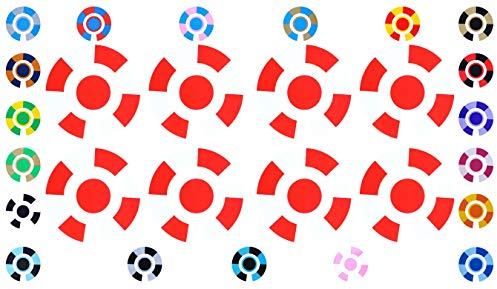 Acclaim Lawn Bowls Identification Stickers Markers Standard 5.5 cm Diameter 2 Full Sets Of 4 Self Adhesive Segmented Two Colour (Red/White)