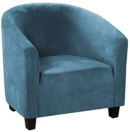 JHLD Clubsessel Sofabezug Schonbezug, Stretch Sofahusse Tub Stuhl Sessel Sofabezug Samt Stoff Weich Rutschfes Abwaschbar Für Bar Wohnzimmer-Pfauenblau-1-Sitzer
