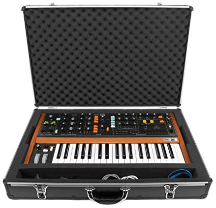 Analog Cases Unison Case für The Behringer Poly D oder gleichartige Synthesizer (Transportkoffer, Eckschutz aus Aluminium, gepolsterter Deckel mit Tragegriff, Kabelaufbewahrungsfächer), Schwarz