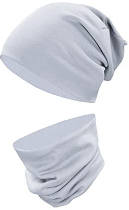 TupTam Mütze und Schal Kinder Set – Weiches Schal Mütze Set Kinder für Herbst und Winter, Farbe: Hellgrau, Größe: 52-56