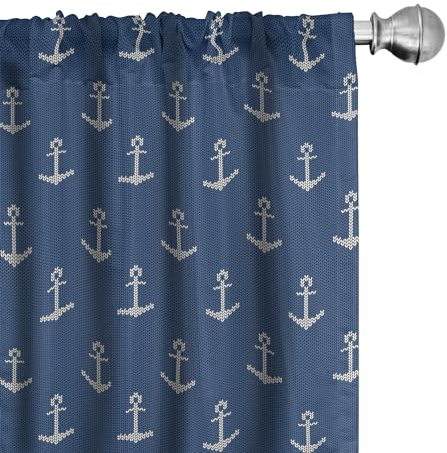 ABAKUHAUS Anker Vorhänge, Gardinen, Nordic Winter-Hipster, Fensterbehandlungen für Wohnzimmer Schlafzimmer Dekor, 2 Stück 75 cm b x 245 cm h, Blau