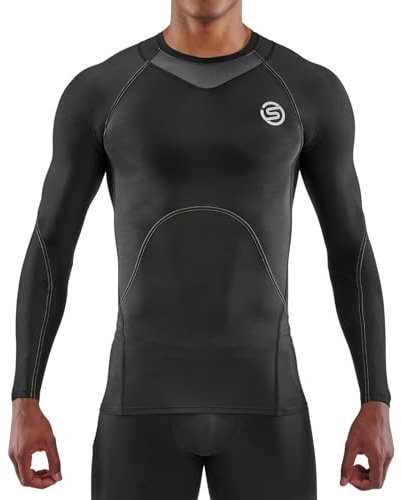 Skins Series-3 Men's Premium Compression Long Sleeve Shirt-Improved Circulation, Reduce Soreness for Lifting, Workouts, Black, XXL