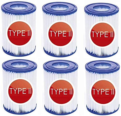 Filtro per Piscina Tipo 2,per Bestway 58094 Confezione Filtri per Pompa, Elemento filtrante Taglia II adatto al filtro della piscina per Bestway tipo II Piscina familiare indispensabile. (6Pezzi)
