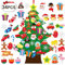 QIFU DIY Felt Christmas Tree Decorations, Wall/Door Tree Kit, 34pcs Ornaments, Modern Style, Multicoloured, Foldable, Ages 3+