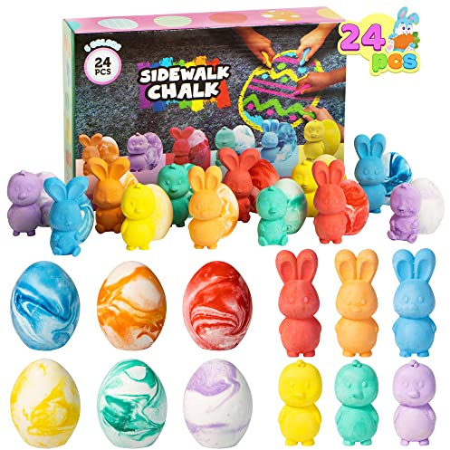 JOYIN 24-teiliges Oster-Straßenmalkreide-Set, Ostereier, Hase, Huhn – Geschenke für Jungen, Mädchen, Kinder und Kleinkinder, ideal als Füllmaterial für Osternester und Gastgeschenke