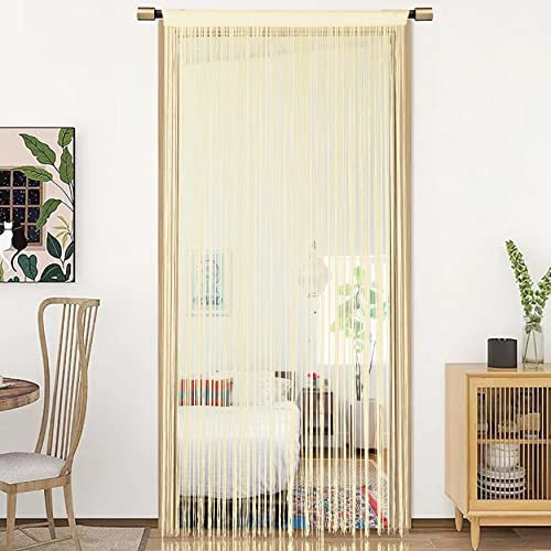 HSYLYM String Türvorhang Fensterdekoration Raumteiler Dekoration Einzelvorhang für Fenster 90x200cm Champagner