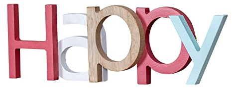levandeo Schriftzug Happy 25x8cm Bunt Wandbild Pastell Aufhänger Wanddeko Buchstaben Deko
