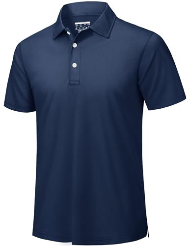 TACVASEN Golf Shirts for Men Short Sleeve Polo Shirts Breathable Quick Dry Summer Casual Work Polo Tops Navy,S