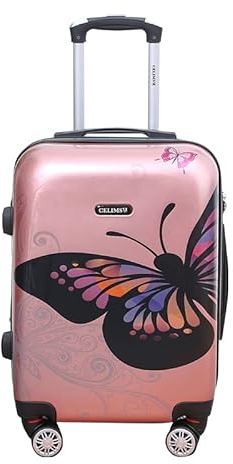 CELIMS - Koffer aus Polycarbonat | Mittelgroßer Koffer | 20kg Koffer | Mittelgroßer Koffer mit 4 Rädern | Mittelgroßer Koffer | Roségold