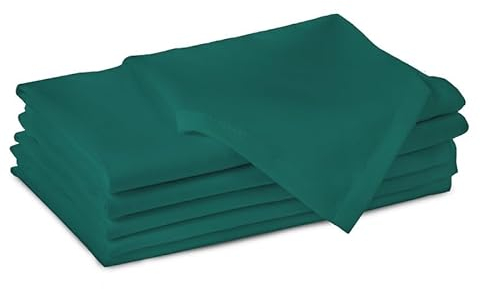 Encasa XO Baumwollstoffservietten | 6er-Set | Größe 43x43 cm | Emerald Volltonfarbe | Waschmaschinenfest