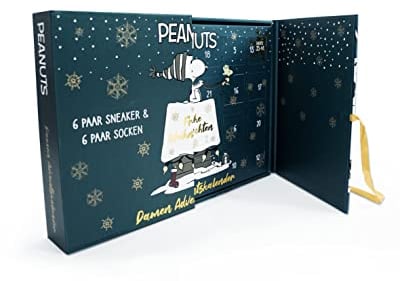 PEANUTS ® | Original Adventskalender | 12 Paar Socken Weihnachtskalender Füßlingen + Langen Socken | OEKO-TEX® (Mehrfarbig, 39-42)