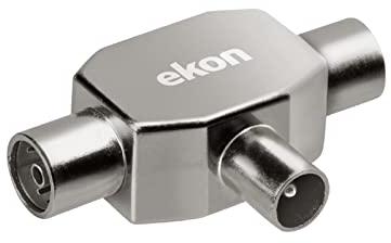 Ekon splitter antenna TV 9.5mm, 2 prese femmina, 1 connettore maschio splitter coassiale, sdoppiatore antenna TV, per TV, smart TV, decoder, digitale terrreste, satellite