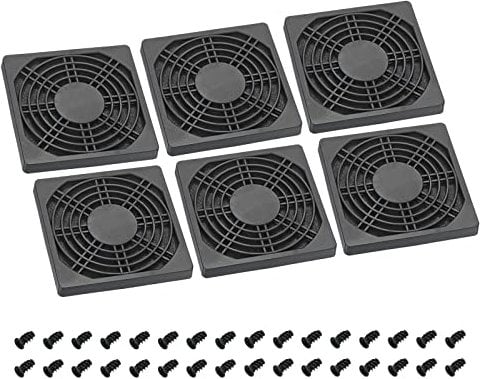PATIKIL 92mm Cooling Fan Filter with Screw, 6 Pack ABS Ventilator Grill Protector Guard for Fan Protective Cover DIY, Black