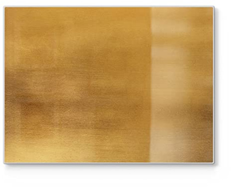DEQORI Schneidebrett aus Glas | groß 40x30 cm | Motiv Gebürstetes Goldblech | Design Schneideplatte für Küche | Frühstücksbrett antibakteriell & rutschfest | Glasplatte & Servierplatte