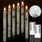 PChero Birken LED Stabkerzen mit Fernbedienung, 6 Stück Echtwachs Flackernde Flammenlose Batteriebetrieben Rustikal Kerzen für Halloween Xmas Party Dekoration – Warmweiß