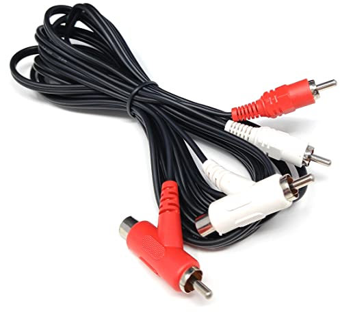 DRUT 3m 2 Way Twin 2 x RCA Phono Plug to Plug, Stackable Y Splitter Lead On One End Two Female RCA Connectors Adapter Cable 10ft