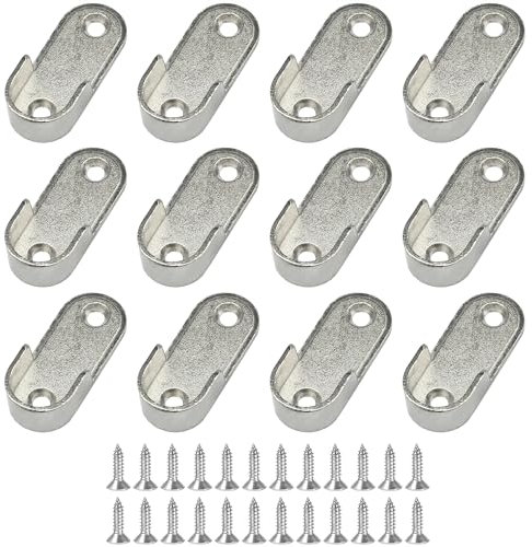12 PCS Cupboard Hanging Brackets End Supports,Wardrobe Hanging Rail Support