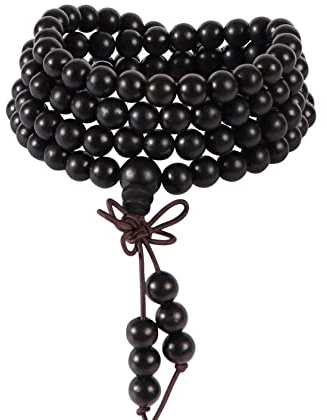 Eigso Holzperlen Armband FüR MäNner Und Frauen Von 108 6mm Ebenholz Perlen Buddhistische Meditation Handgelenk Armband Mit Mala Gebet Zusammengesetzt