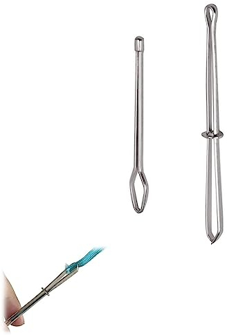 2PCS Bodkin Set for Threading Elastic, Threading Pinch Clamp Large Eye Elastic Ribbon Puller Threader Adjustable Clip Elastic Rope Drawstring Cord Threader Guide Threading Device for Home Use