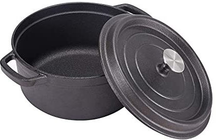 ZAANU Olla Antiadherente, Cacerola de Hierro Fundido con Tapa, Olla de Hierro Fundido de 23x10 cm, Olla Antiadherente (20x10 cm) (23x10 cm)