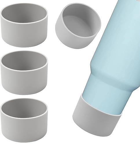 4Pack Silicone Boot for Stanley 40oz Quencher Adventure &Stanley IceFlow 30oz 20oz &Hydro Flask 12-40oz, Protective Cup Bottom Sleeve Cover Compatible with Stanley Cup Accessories (Gray)