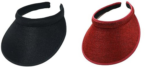 jecvxor Stoffbezogenes Schlupfvisier für Damen, verstellbare Kappe, Sport-Sonnenblenden für Herren, Schwarz/Rot, L
