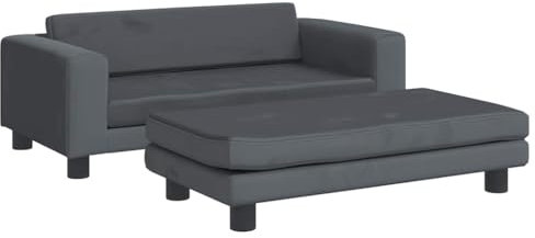 vidaXL Hundebett, Hundekissen mit Verlängerung für extra Schlafbereich, Hundesofa Hundecouch für kleine Hunde Haustiere, Haustierbett Katzenbett, Dunkelgrau Samt