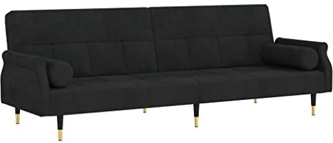 Hommdiy Schlafsofa mit Kissen Gästebetten Jugendbetten Einfaches Bett Schwarz Samt