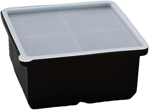 Silicone Large Ice Cube Tray Silicone Ice Mold,Big Size Ice Mold Cube Tray with Lid,Square Ice Cube Moulds Easy Release BPA Free Spill Proof for Cooling Bar Drinks, Make Fun Ice Food (Color : 4 Pair