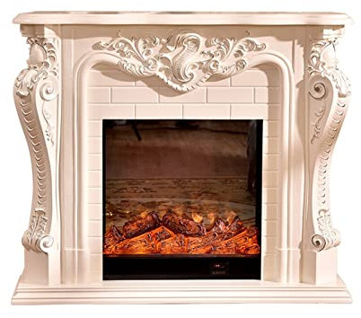 Electronic Fireplace Water Vapor Fireplace Electric Insert Firebox Living Room Decorating Warming Fireplace Wooden Mantel LED Optical Artificial Emulational Flame Electric Fireplace ( Color : White ,
