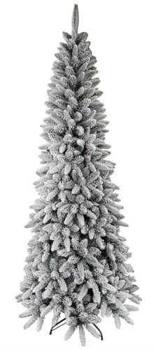 Albero di natale verde innevato bianco cm 210 con 997 cime slim salvaspazio folto pieno come in foto bellissimo