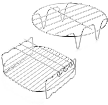 Firulab Air Fryer Accessories, Air Fryer Rack Set of 2, Multi-Purpose Double-Cose Rack, brochette et brochettes, Porte-métaux 15/17 / 19cm