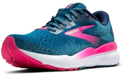 Brooks Damen Ghost 16 GTX Sneaker, Moroccan Blue/Pink/Yellow, 38.5 EU