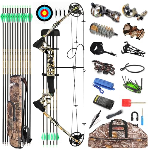 Compound Bogen Set für Erwachsene Anfänger 20-70lbs Bogen und Pfeil Set Rechts/Links Hand Jagdbogen mit Bogenschießen Zubehör Sportbogen für Teens